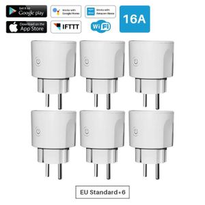 PRISE UE 6 Pièces-Mini prise intelligente WiFi EU, 16A, 