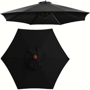TOILE DE PARASOL Tissu de rechange pour parasol - Protection UV en polyester - Noir - 2.7m-8.8ft-8Ribs