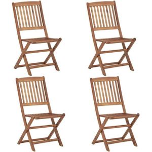 FAUTEUIL JARDIN  Ensemble de 4 chaises pliables d'extérieur en bois