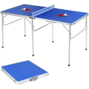 vidaXL Table de Ping-Pong avec Filet Pliant Compacte Pliable Exercice  d'Adulte et Enfant Portable Intérieur Extérieur 152x76x66 cm Bleu