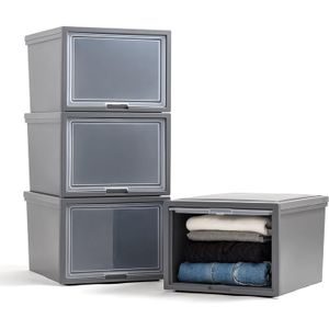 Lot De 3 Tiroirs De Rangement Empilables En Plastique Transparent - 6.8 L Chacun, Dimensions 30.1x20x11.5 Cm - 7
