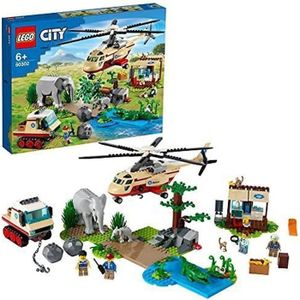 ASSEMBLAGE CONSTRUCTION LEGO 60302 City Wildlife L’opération de Sauvetage des Animaux Sauvages, Jouet Voiture vétérinaire, Jeu d’hélicoptère