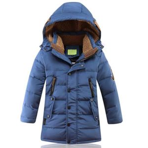 DOUDOUNE Doudoune Capuche Hiver Enfant Garcon Mi Longue Veste Chaude Epaisse Couleur Unie - Bleu