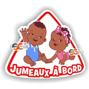 BÉBÉ À BORD  Jumeaux à Bord Garçon-Fille - Modèle Afro-Africain - Autocollant bébé à Bord Enfant159
