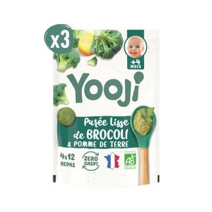 LÉGUMES CUISINÉS Yooji - Purée lisse brocoli bio – 12 repas bébé dès 4 mois
