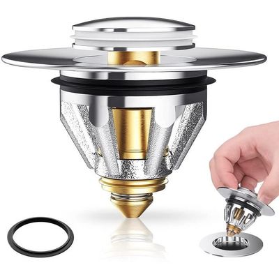 Bouchon De Lavabo Pop-Up Universel - Acier Inoxydable - 28 à 40 Mm - Avec Filtre Anti-Bouchon - Pour Cuisine Et Salle De Bain