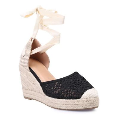 Espadrilles compensées noires femme shop