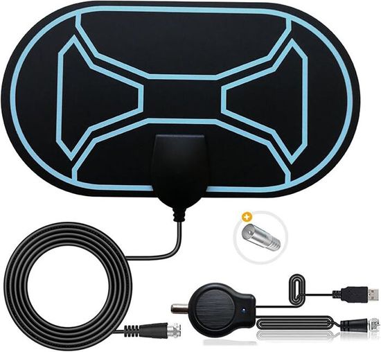 Antenne TV Intérieur Puissante TNT HD,600KM Gamme Antenne Intérieure