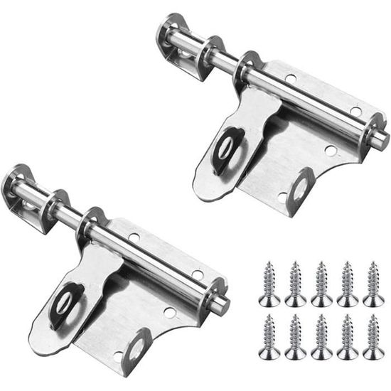 Lot De 2 Verrous Coulissants, Loquet À Barillet, Verrou De Porte