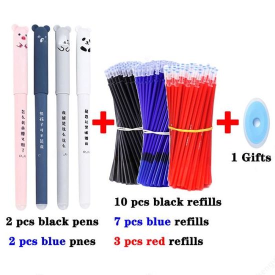Stylos Gel Effaçables Thermo-sensibles 0,7 Mm - Lot Avec Motifs Animaux (licorne, Panda, Etc.) - Encre Couleur, Forme Conique, Pointe Fine