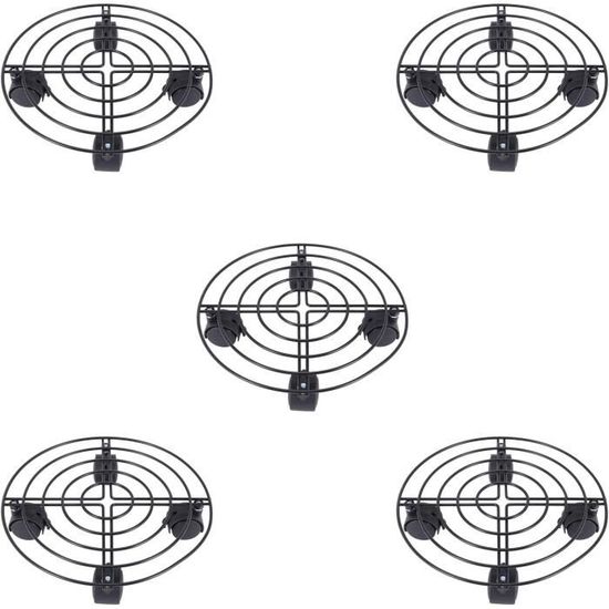 Lot De 3 Supports Suspendus Pour Plantes - Cercle Métal + Plateau Bois - Hauteur 27 Cm - Pour Plafond Ou Fenêtre - 10