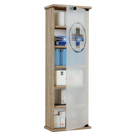 Armoire à Pharmacie Murale Avec Porte Transparente - Organisateur Médicaments Et Urgences - Design Compact Multi-Compartiments - 5