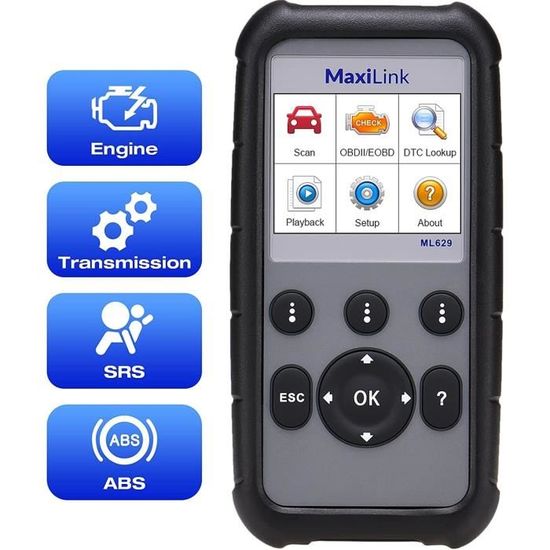 Autel MaxiLink ML629 Scanner OBD2 Outil de Diagnostics pour ABS, SRS, Moteur et Transmission Système - En français
