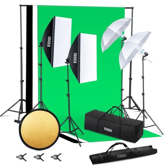 ESDDI Softbox Kit Éclairage 2.6Mx3M 3 couleurs Sac portableStudio