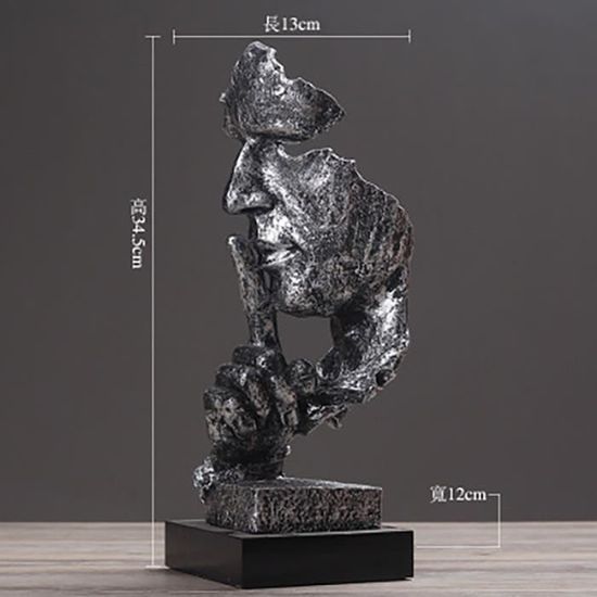 Créatif rétro abstrait personnage Sculpture ornements maison bureau décor bureau artisanat résine penseur Statue Silence est or cade