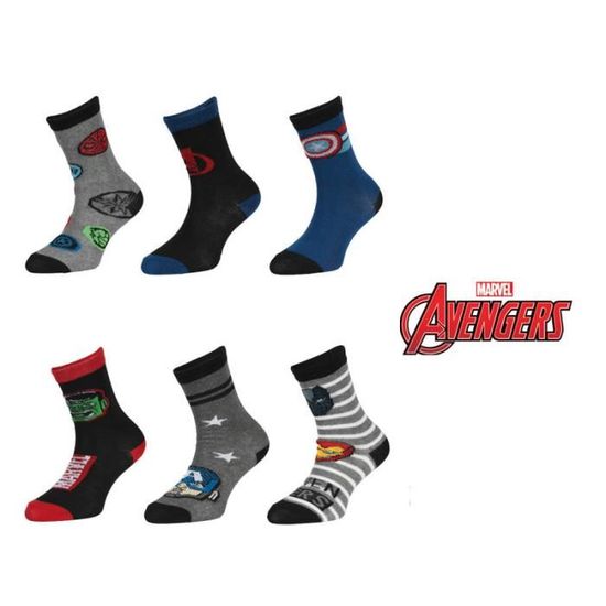 Pack De Chaussettes Marvel Avengers Pour Garçon - Coton Doux, Tailles 23/26 à 35/38 - 2