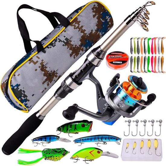 Ensemble de canne à pêche télescopique 1 8 m kit complet avec
