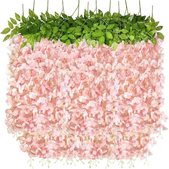 12 Pièces Artificielle Fleurs Faux Wisteria Vigne Plantes Suspendues