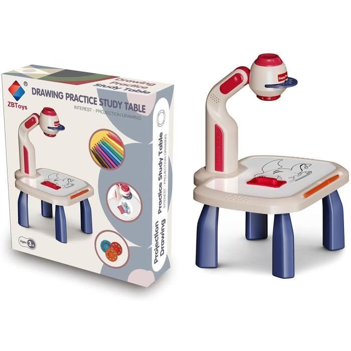 KETIEE – Projecteur De Dessin Pour Enfants – 72 Motifs Sur 9 Diapositives, 12 Crayons, Bloc De Dessin – Dès 3 Ans (rose)