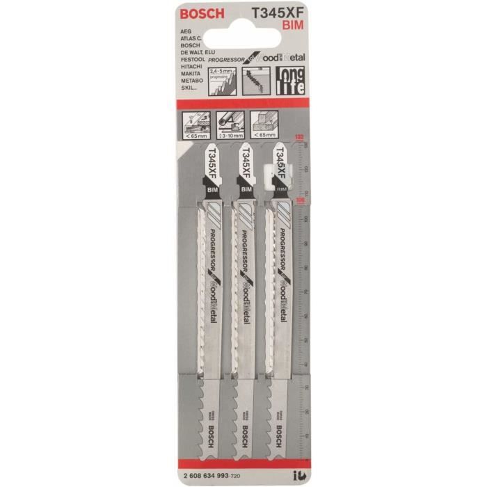 3 Lames De Scie Sauteuse Bosch T 234 X Progressor For Wood - Pour Bois Résineux Et Contreplaqué, Longueur 117mm