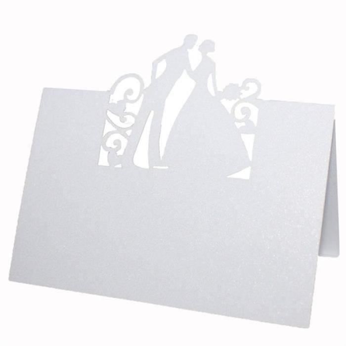 WA porte-nom pour table de mariage Nom Place Cartes carte de numéro de table Décoration de fête de mariage Blanc 50 X DA