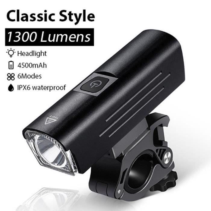 Feu Avant Vélo RockBros 400 Lumens - Rechargeable IPX6 - Noir - RHL400