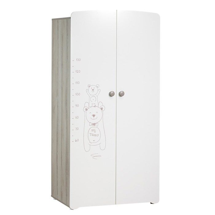 Armoire bébé 2 portes BABY PRICE Teddy Blanc laqué 85x56x175 cm