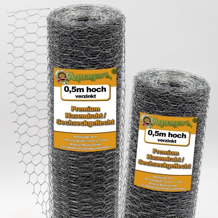 100 m grillage à maille hexagonale, grillage de poulailler, grillage pour enclos à lapins 50 cm
