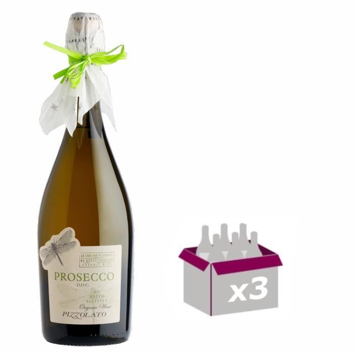 Pizzolato – Prosecco DOC sans Sulfites Ajoutés Bio & Végan*3