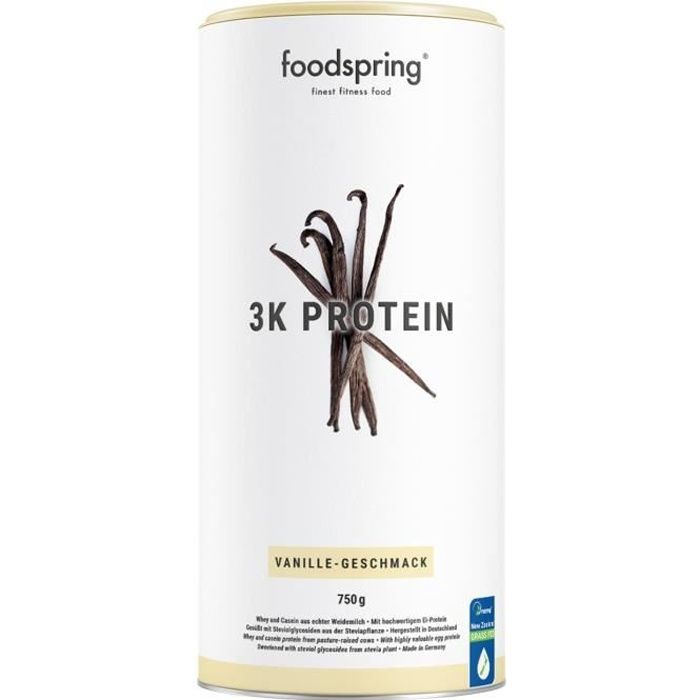 foodspring Protéine 3K, Vanille, 750g, Mélange de protéines pour une valeur biologique extrêmement élevée