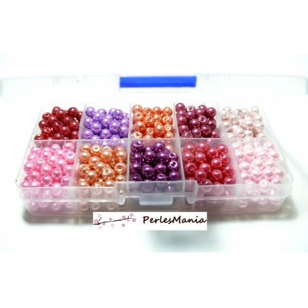 LES ESSENTIELS: BOITE DE 600 PERLES VERRE NACRE 6mm PX5611