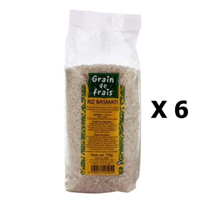 Lot 6x Riz Basmati - Grain de Frais - paquet 1kg