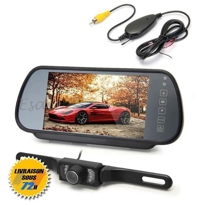 AZTEK®7 - LCD TFT Moniteur Rétroviseur Caméra de Recul Sans Fil pour Voiture Auto