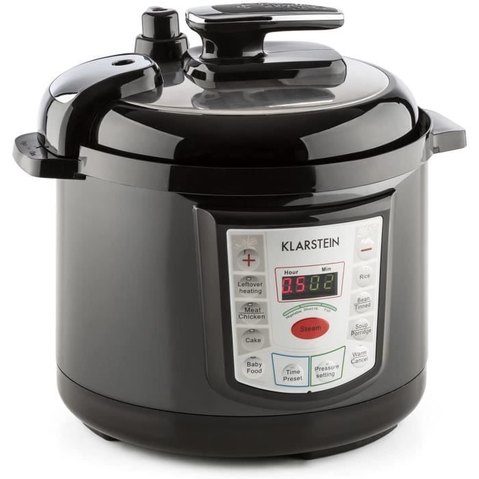 KLARSTEIN Fast Flavour Cocotte-Minute Autocuiseur Multifonctions (5L, 8 programmes et 2 Fonctions, 900 W, Maintien au Chaud Max. 24