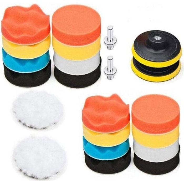 22 Pièces Éponge de Polissage,Éponge de Polissage pour voiture,Tampons à Polir, Polissage Voiture Perceuse,Kit de Polissage Auto