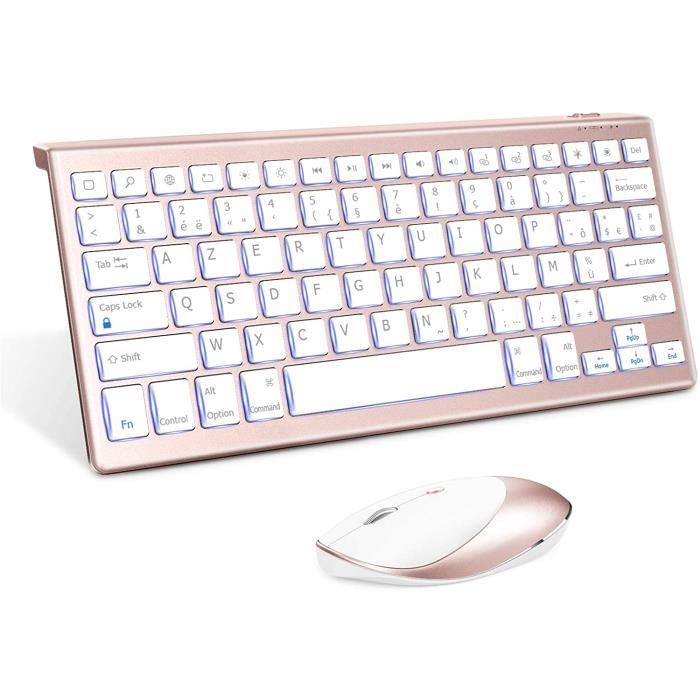 Clavier et Souris pour iPad et iPhone, Jelly Comb Clavier et Souris Rétro-éclairé Bluetooth pour iPad 10,2-2020 et 2019 / iPad Air 4