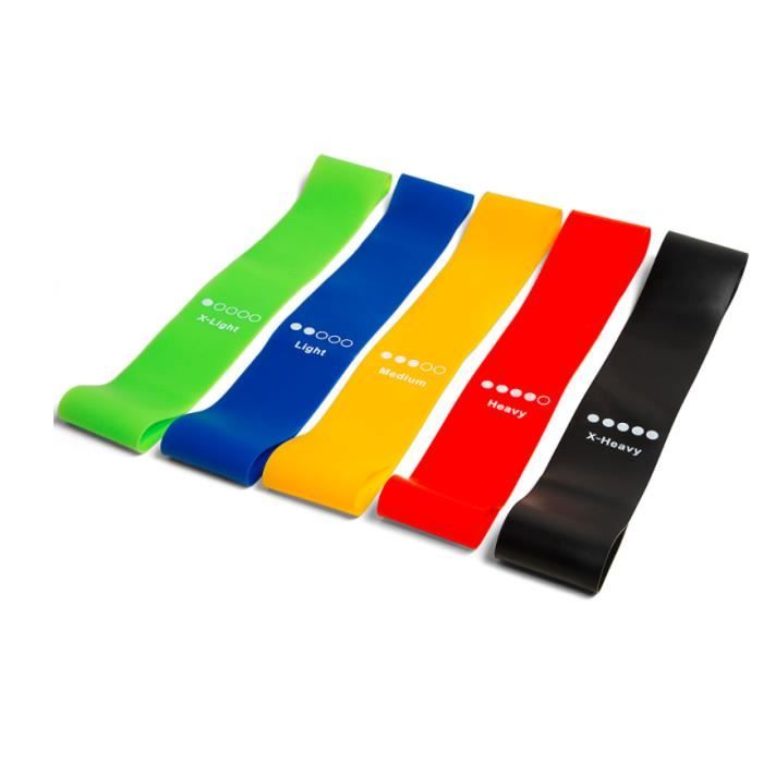 Bande de Fitness élastique Bande de Résistance élastique 5 Niveaux de Force Yoga pour tout la famile cadeau de noël pour famille