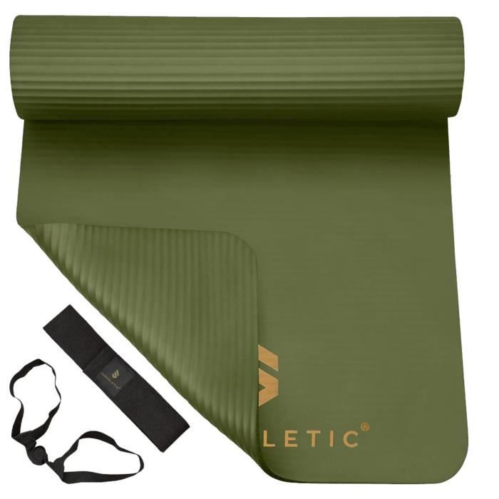 Tapis de gymnastique - CAPITAL SPORTS SUPERLETIC - 3 épaisseurs - Pour le fitness, le Pilates, le yoga - Vert olive