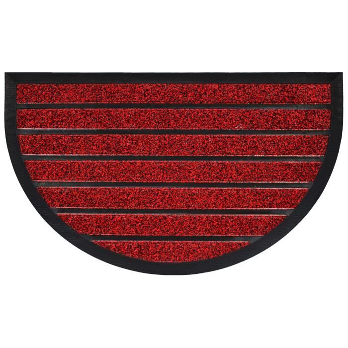 Tapis d'entree demi-lune 45 x 75 cm pvc grattoir marco Rouge