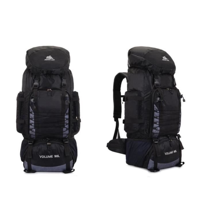 90L sac de voyage Camping sac à dos randonnée armée escalade sacs alpinisme grande capacité Sport fr0808bg23wf Noir