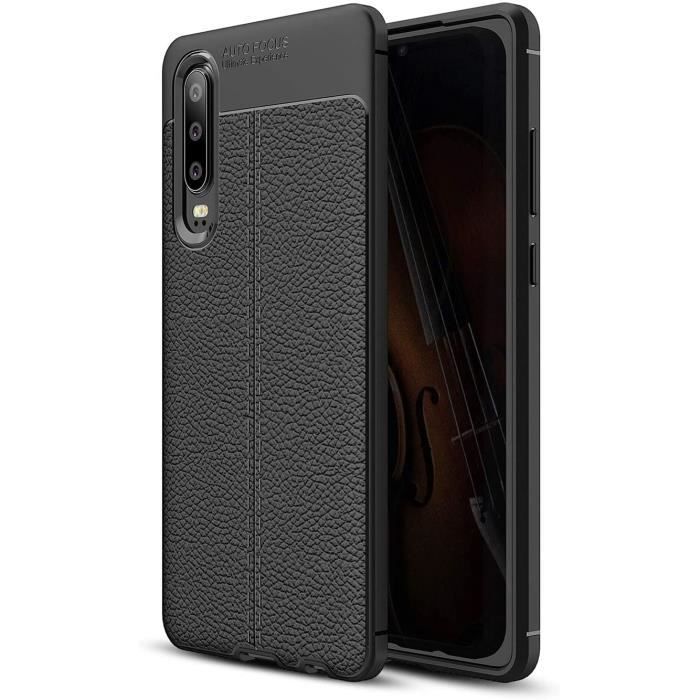Coque Huawei P30 Compact Attache – Style Cuir - Absorption des Chocs – Compatible Chargement sans Fil – Noire