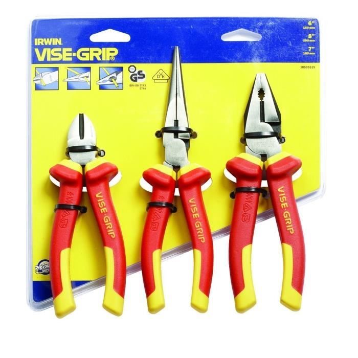 IRWIN Jeu de 3 Pinces isolées 1000 V