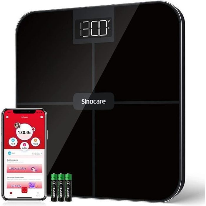 Pèse Personne Sinocare CW286 Balance Connectée - Poids/BMI - LED - Noir