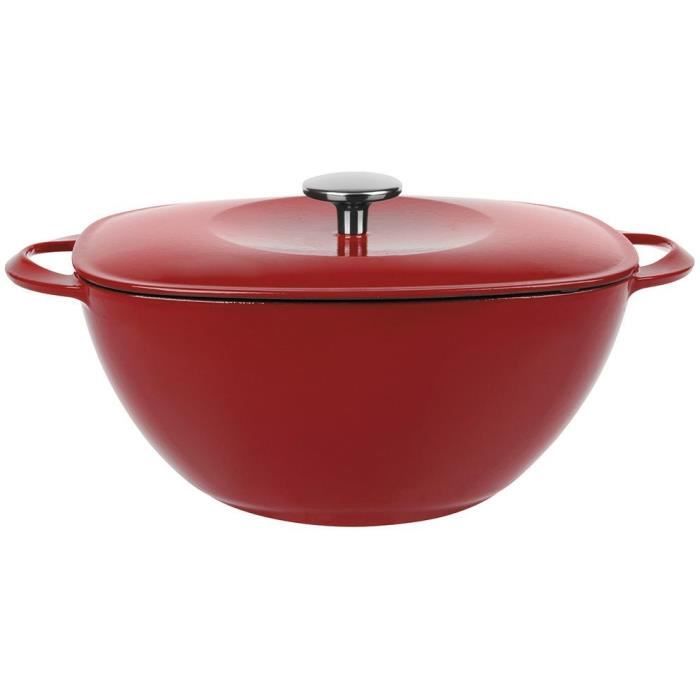 SITRAM 712419 cocotte en fonte acier 4.5l rectangle rouge intérieur blanc induction