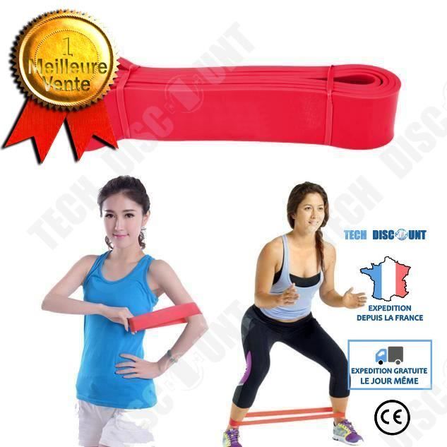TD® Bande Élastique de Cross-fit -Harnais de résistance- Bande de latex Body gym Extenseur- Entraînement fitness Multifonction Rouge