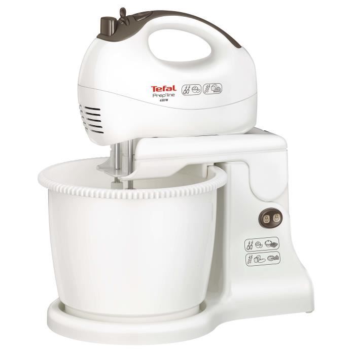 Tefal Prep'Line HT4121, Robot mixer, 2,5 L, Batteur, Pétrisseur, Mélange, Blanc, 450 W, 48 pièce(s)