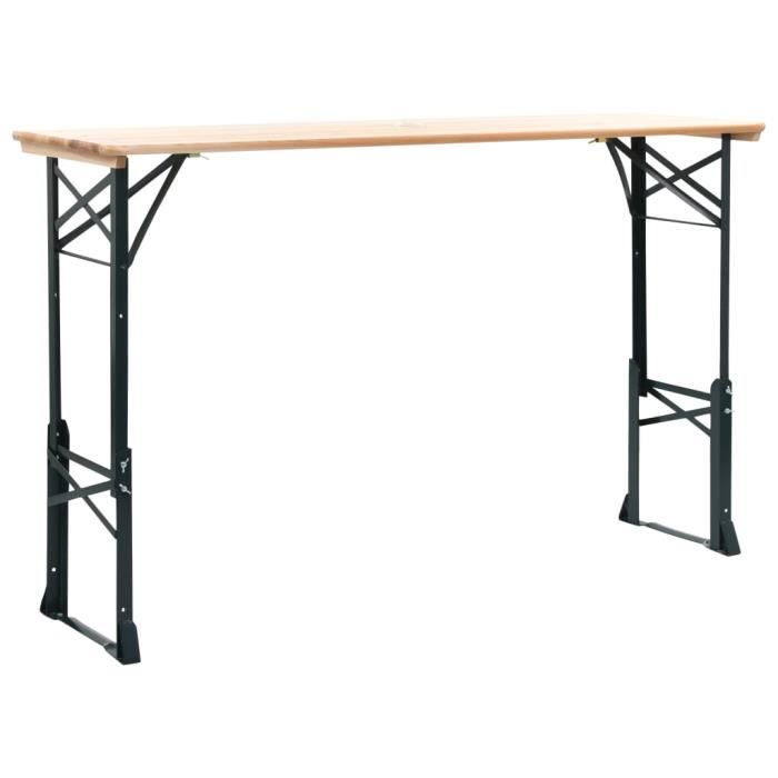vidaXL Table de bière pliable 179x50x75 / 105 cm Pinède Table de jardin terrasse