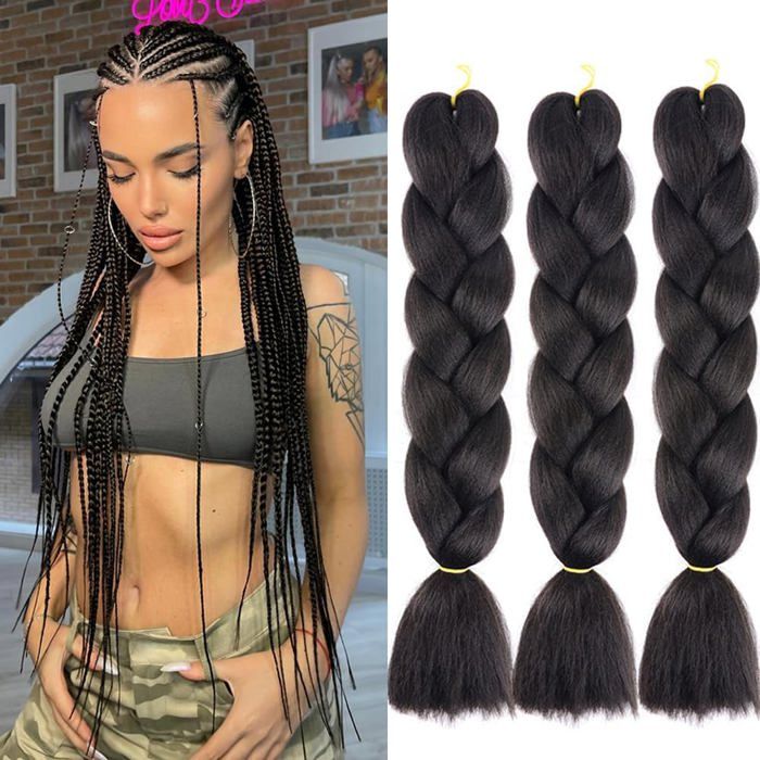 Meches Pour Tresses Africaine 3 Paquets 24 Pouces Braid Pré éTiré Braids Meches Pre Tiré Long Kanekalon Easy Braids Knotless