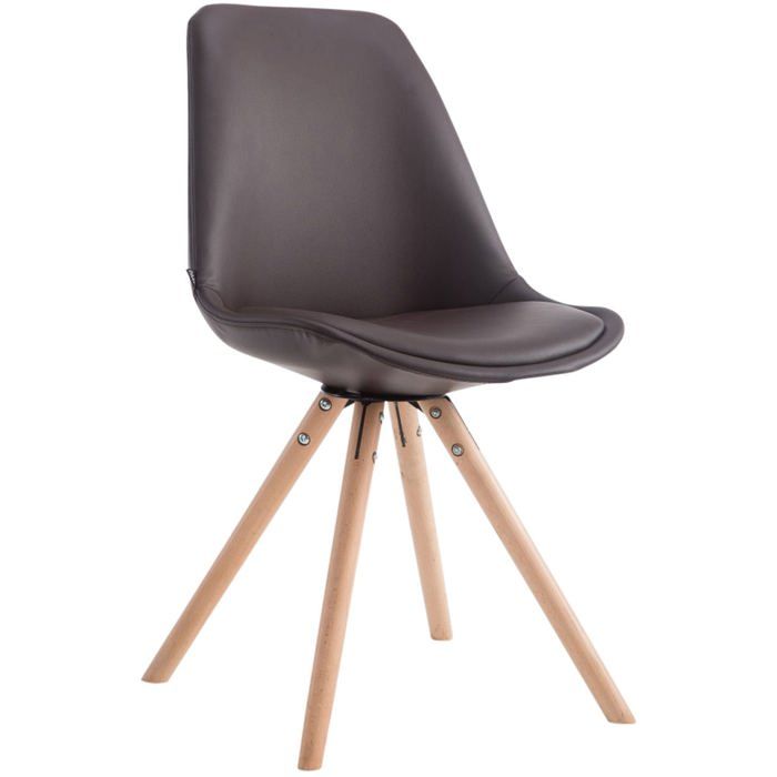 Chaise de cuisine salle a manger scandinave assise en PVC marron 4 pieds en bois forme rond clair 10_0003404 Chaise de cuisine salle a manger scandinave assise en PVC marron 4 pieds en bois forme rond clair 10_0003404