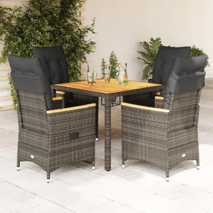 vidaXL Ensemble à manger de jardin 5 pcs Résine tressée - vue 3